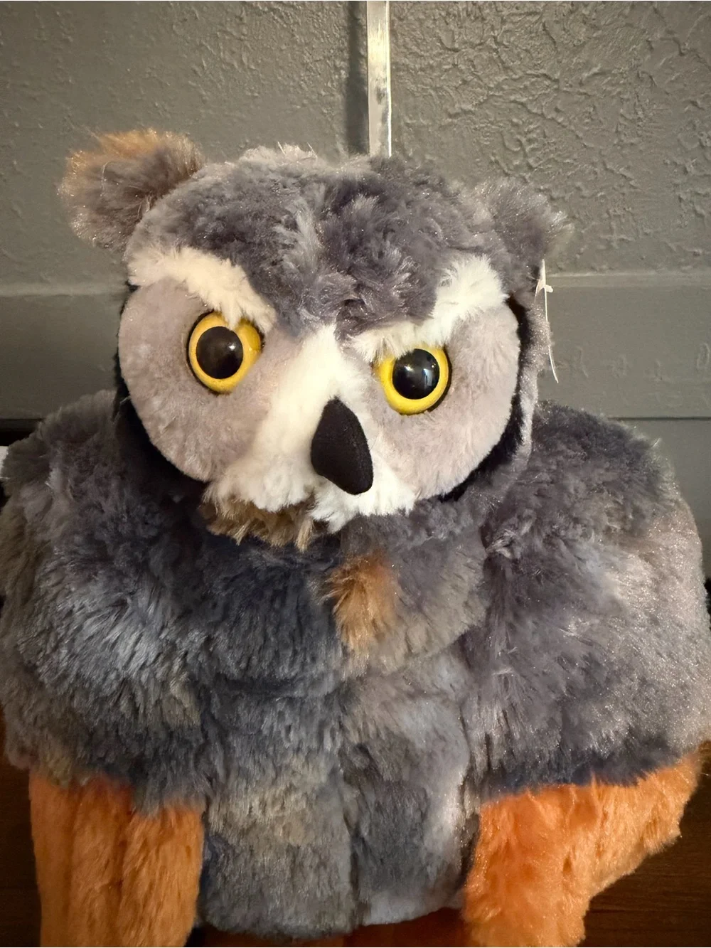Plush Owl Bird Toy - Gray and Brown